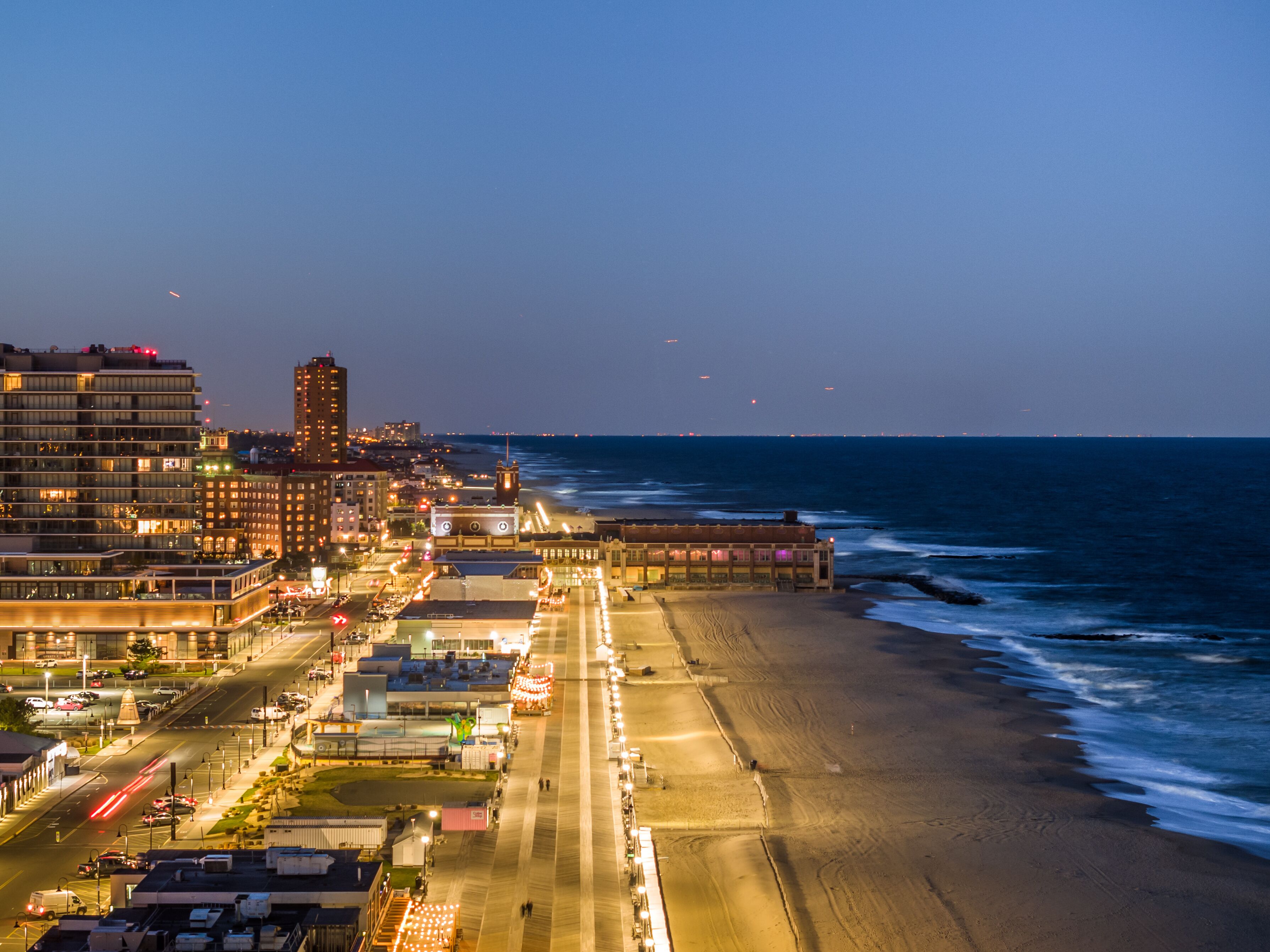Asbury Park boardwalk at night