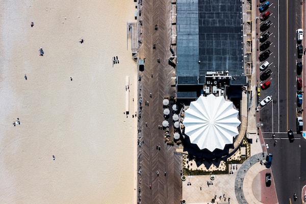 This is Asbury Park, NJ. The round white roof was once the home of a Howard Johnson's.
