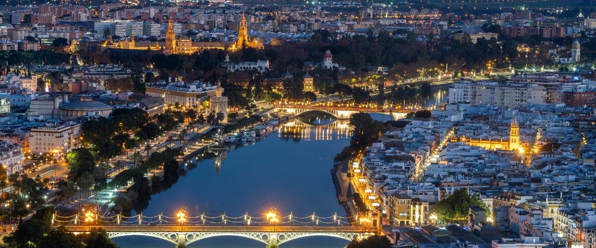 view of Sevilla by night,