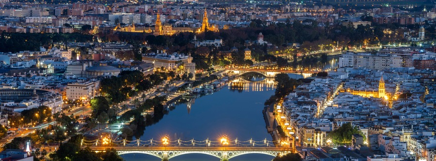 view of Sevilla by night,