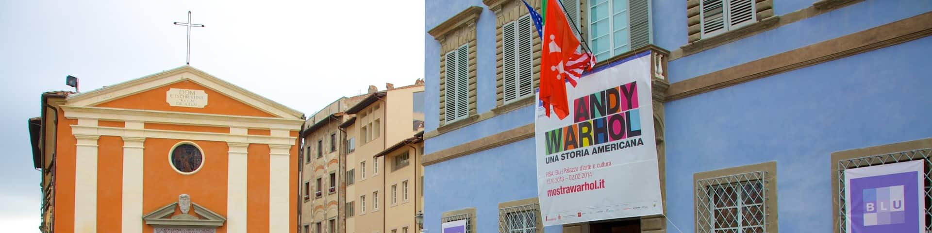 Palazzo Blu showing street scenes, a church or cathedral and a city