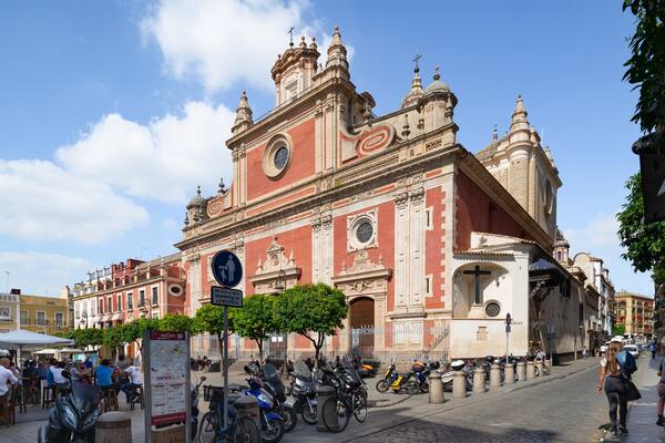 A historic church with ornate architecture and a clock tower.
