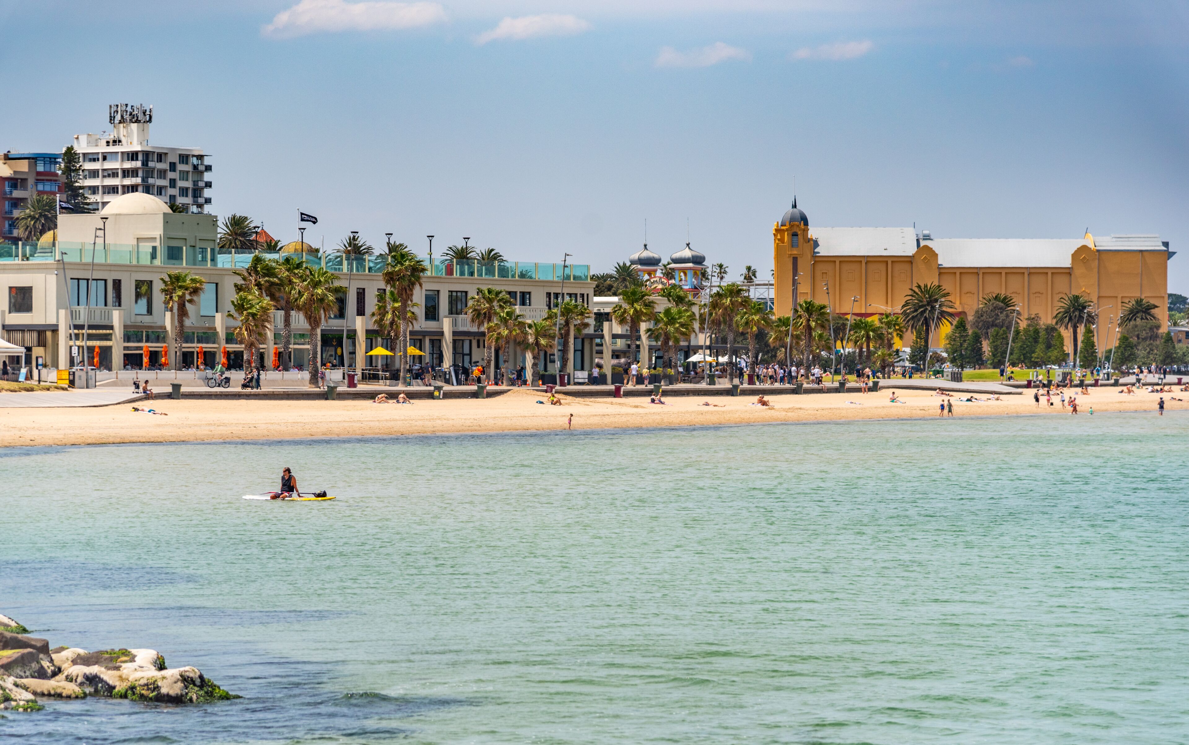 St Kilda Beach is a beach located in St Kilda, Port Phillip, 6 kilometres south from the Melbourne city centre. It is Melbourne's most famous beach.