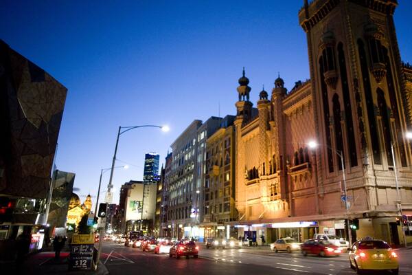Forum Theatre showing a city, street scenes and night scenes