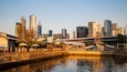 Southbank Promenade featuring a bay or harbor, a sunset and a city