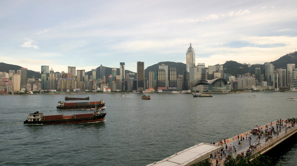 Avenue of Stars which includes a bay or harbor, a city and boating