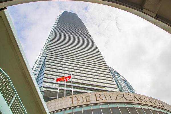 International Commerce Centre which includes signage and a skyscraper
