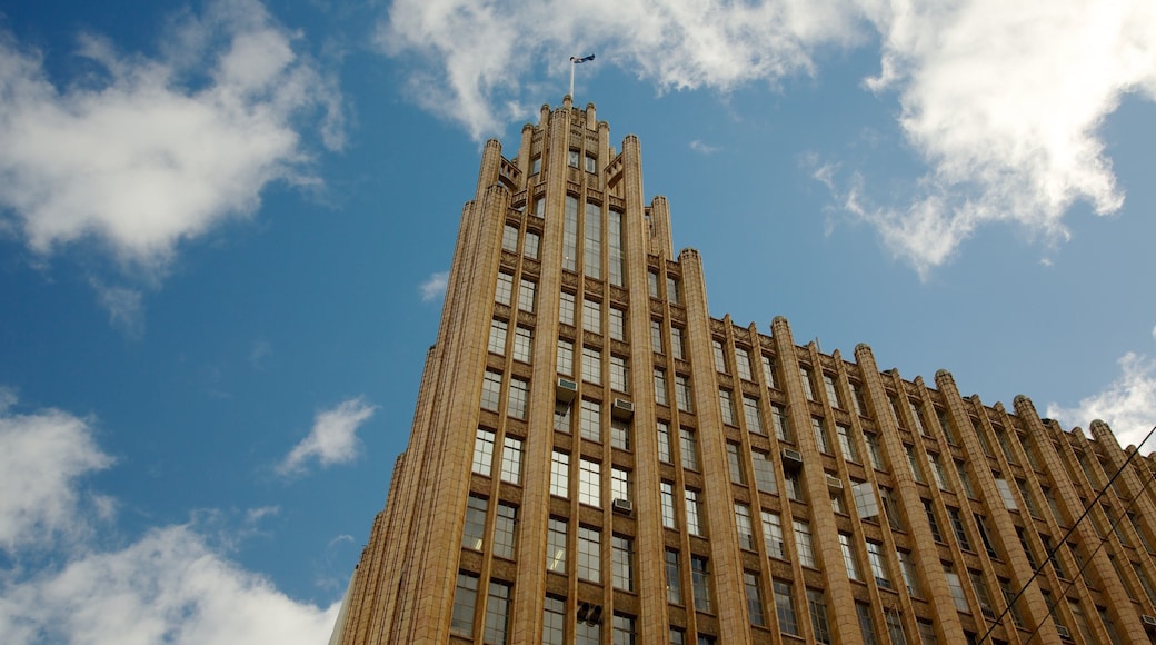 Collins Street which includes a city and a skyscraper