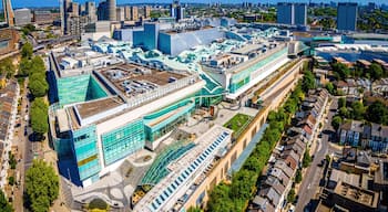 The aerial view of Shepherds Bush and Westfield area in London