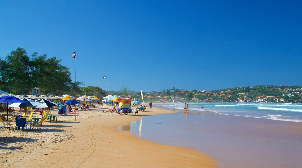 Geriba Beach featuring a coastal town, a sandy beach and general coastal views
