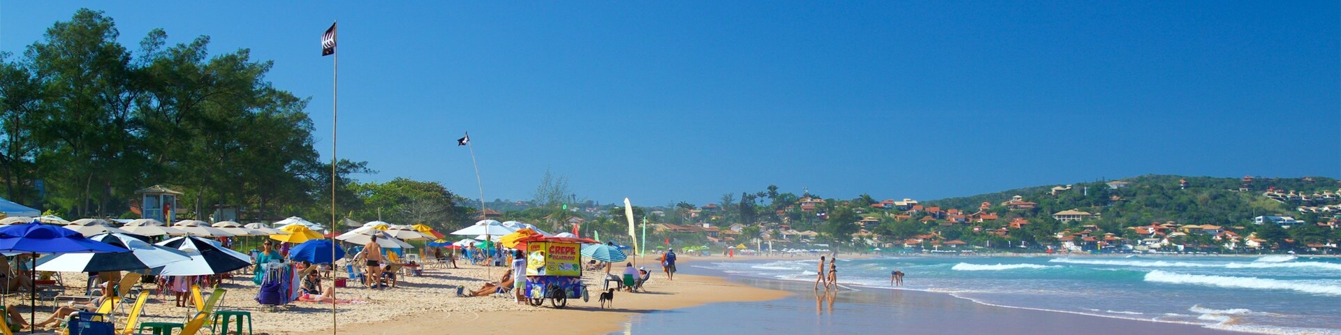 Geriba Beach featuring a sandy beach, a coastal town and general coastal views