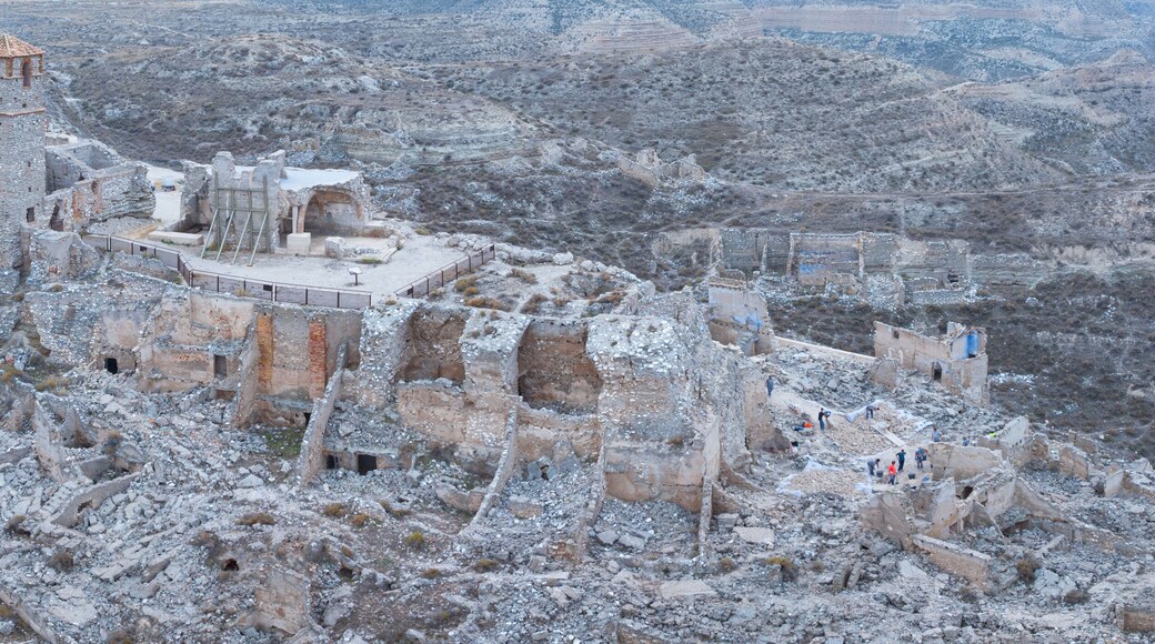 Aerial view from a drone of the old town of Rodén in the municipality of Fuentes de Ebro, in the Central Region of the province of Zaragoza. Aragon, Spain, Europe