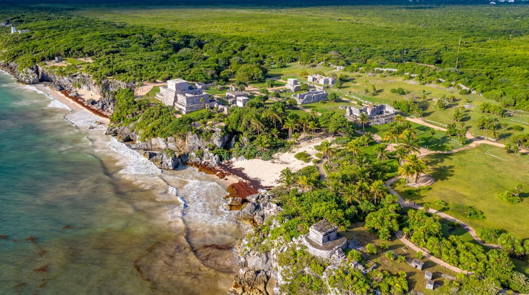 tulum maya ruins aerial view panorama