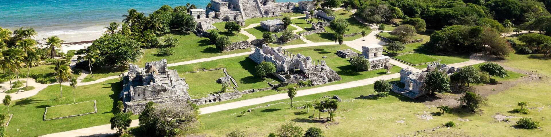 Aerial view of Tulum ruins