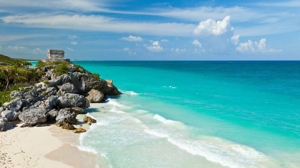 Yacimiento Arqueológico Maya de Tulum, Estado de Quintana Roo, Península de Yucatán, México, América
