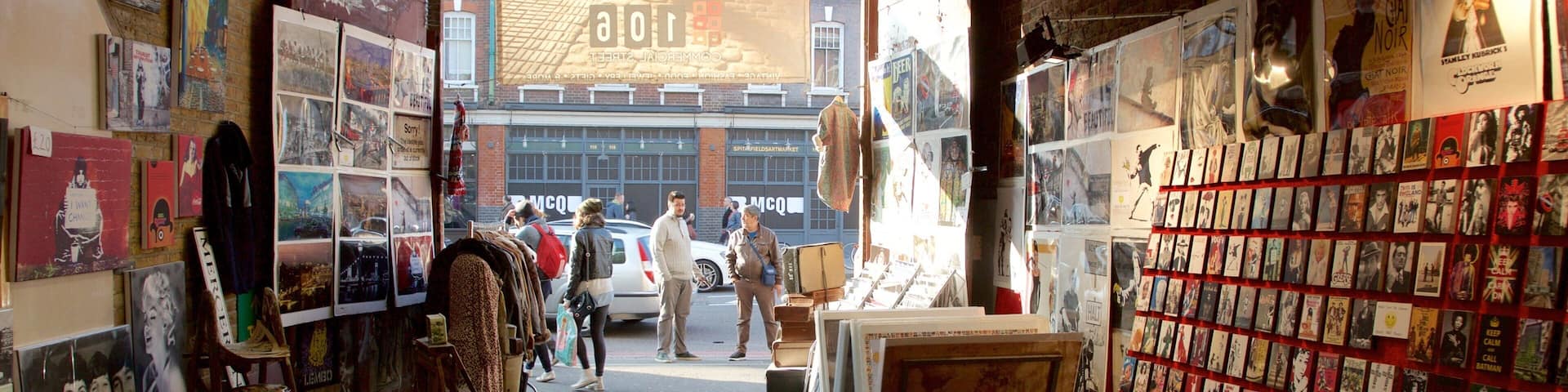 Old Spitalfields Market showing markets and interior views