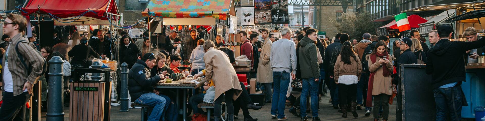 Old Spitalfields Market featuring street scenes and markets