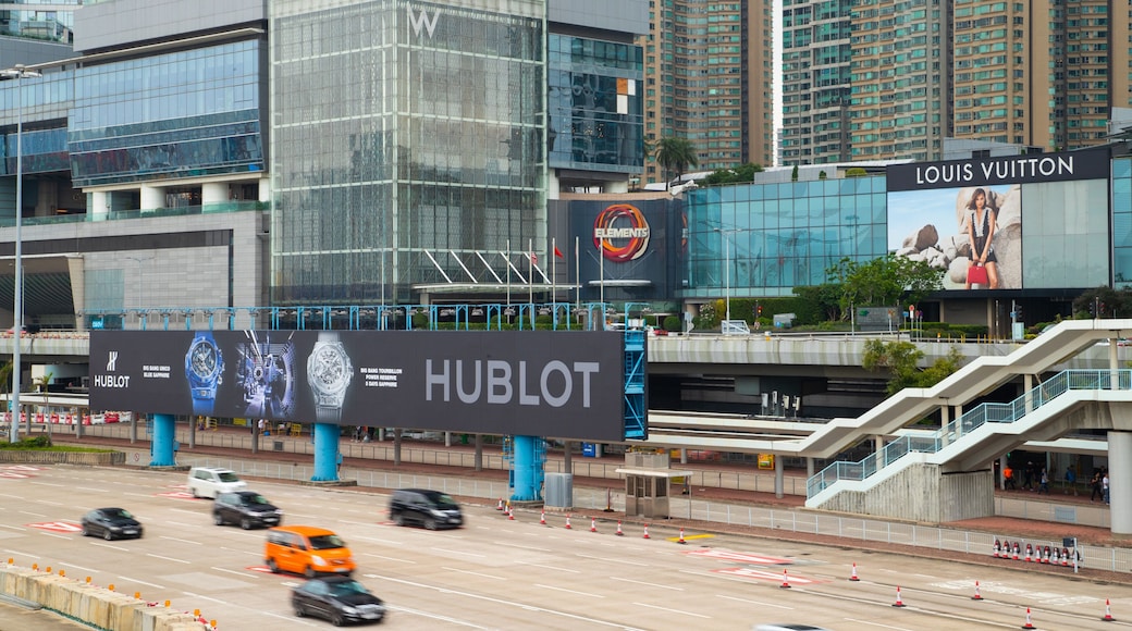 West Kowloon showing a city and signage