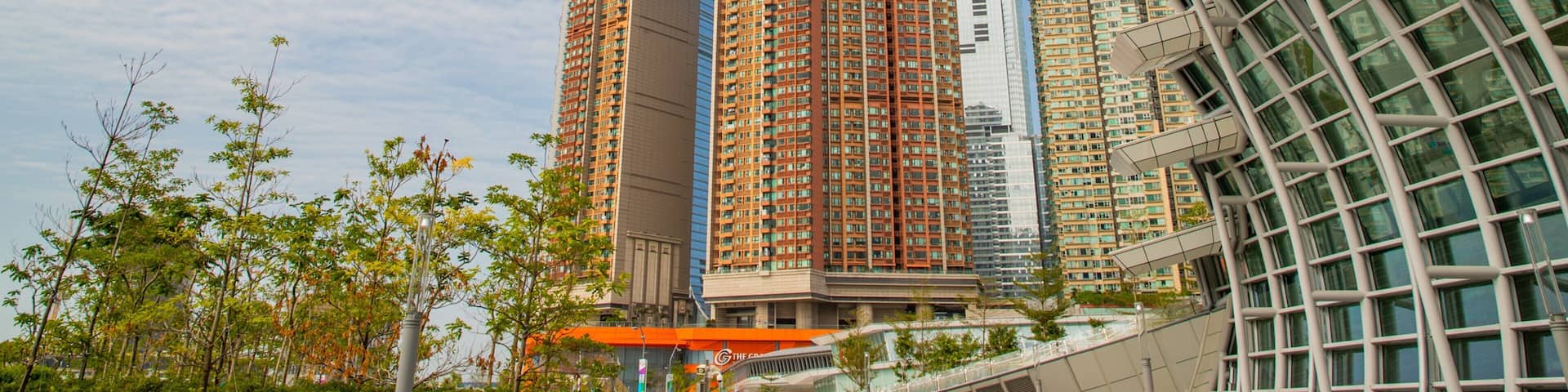West Kowloon which includes a high rise building and modern architecture