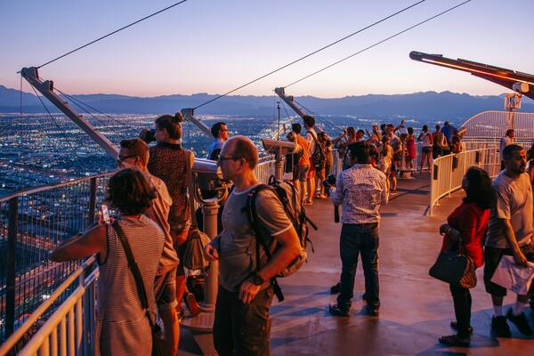 Stratosphere Tower featuring a city, a sunset and views