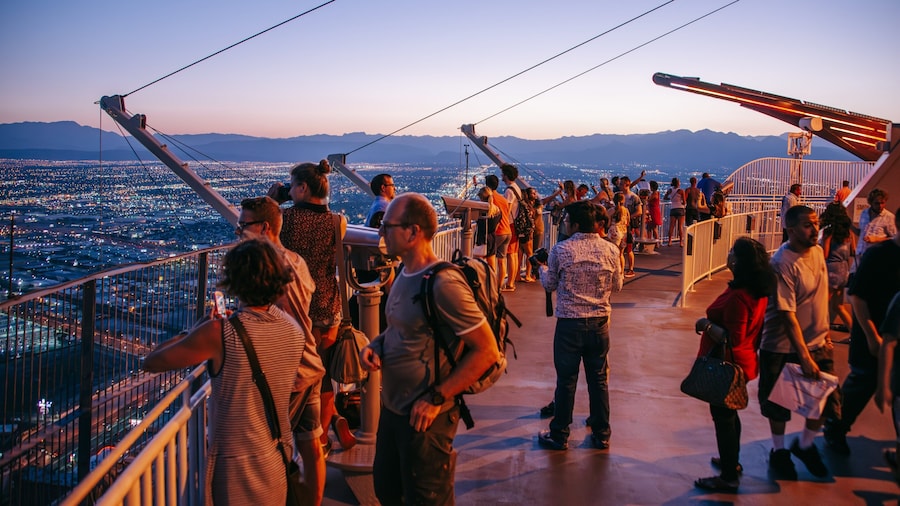 Stratosphere Tower featuring a city, a sunset and views