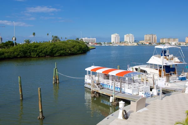 Clearwater Marine Aquarium featuring a marina and general coastal views