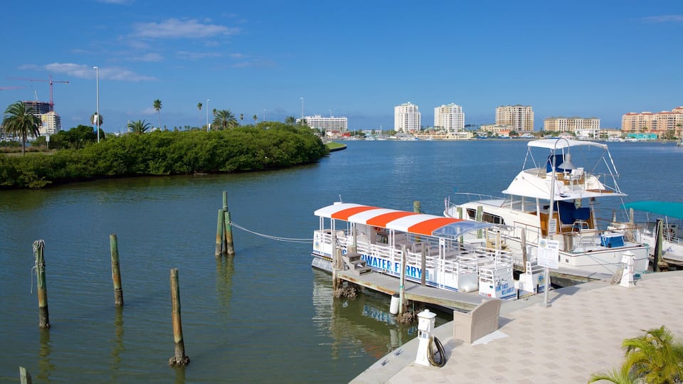 Clearwater Marine Aquarium featuring a marina and general coastal views