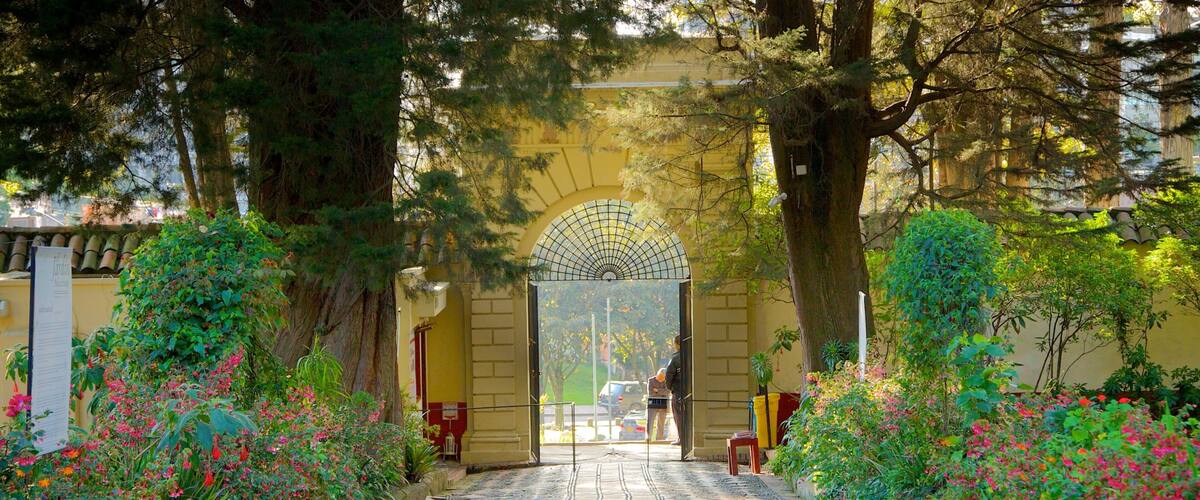 Casa Museo Quinta de Bolivar showing flowers and a park