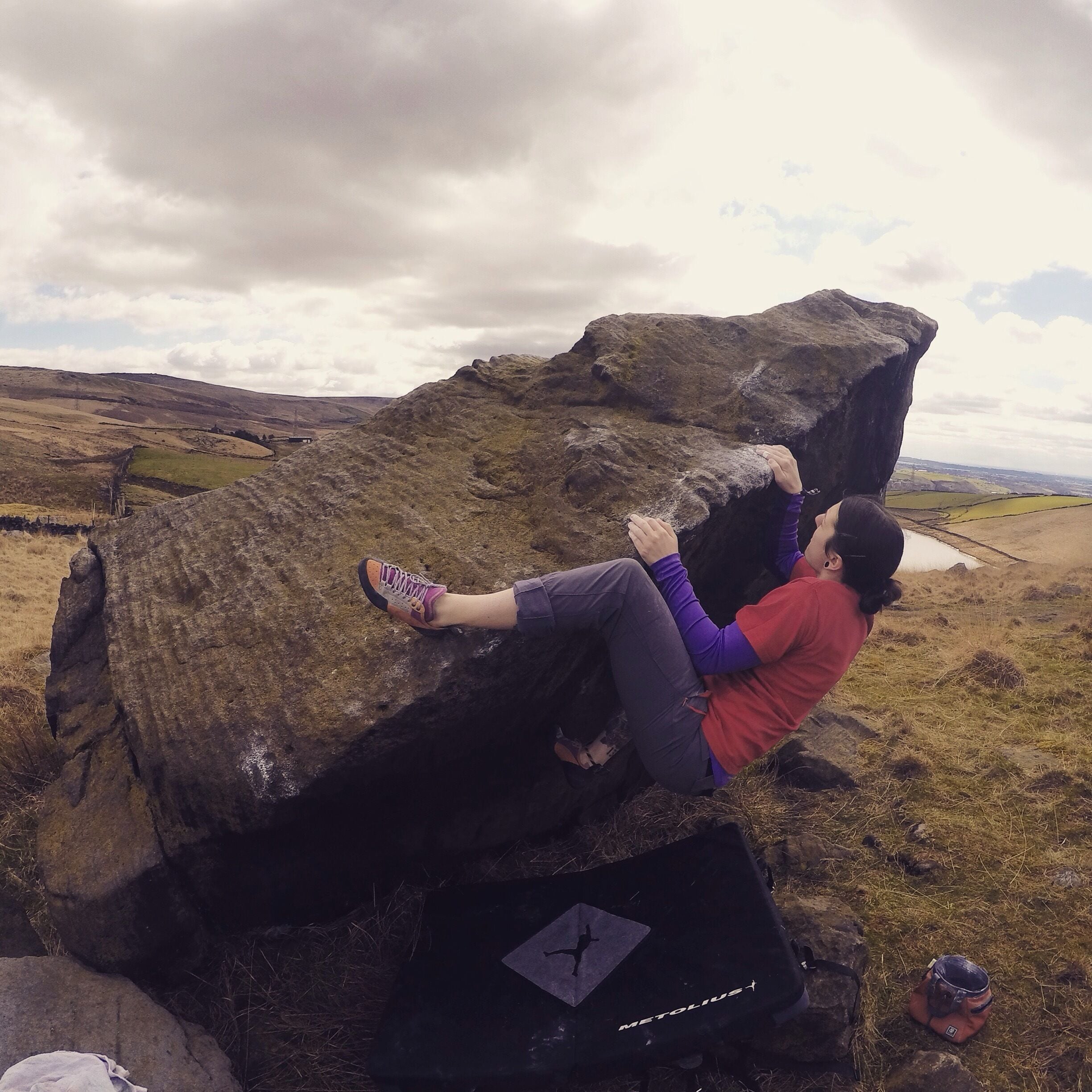 Bouldering on the Lancs moors. 


