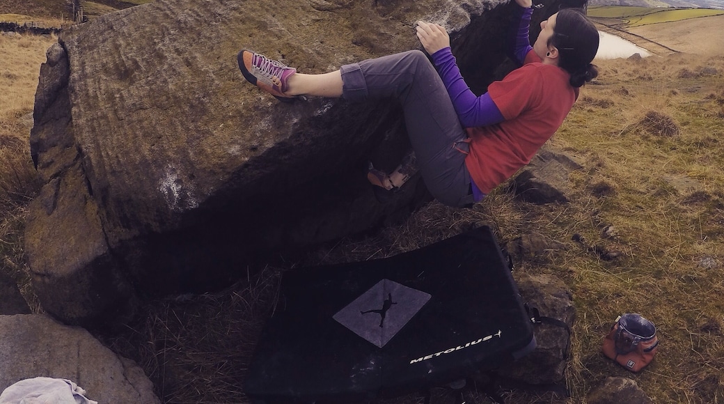Bouldering on the Lancs moors.