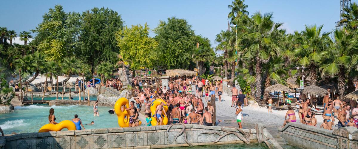 Aqualandia which includes a waterpark as well as a large group of people