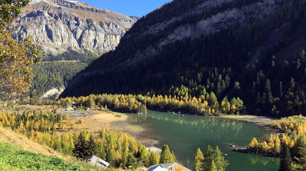 Autumn colours on Derborence lake.
Multiple hiking opportunities in the area, including a walk to the Rambert mountain hut. Derborence is situated in a protected natural park, where you can observe the "Gipaete Barbu" as well as mountain goats.
#Valais #Switzerland #hiking #LifeatExpedia #nature #lake