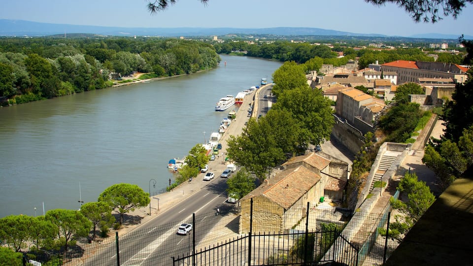 Parc des Expositions showing a river or creek and a small town or village