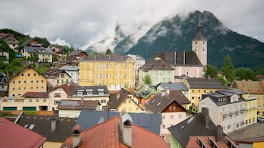 Ebensee featuring mist or fog and a small town or village