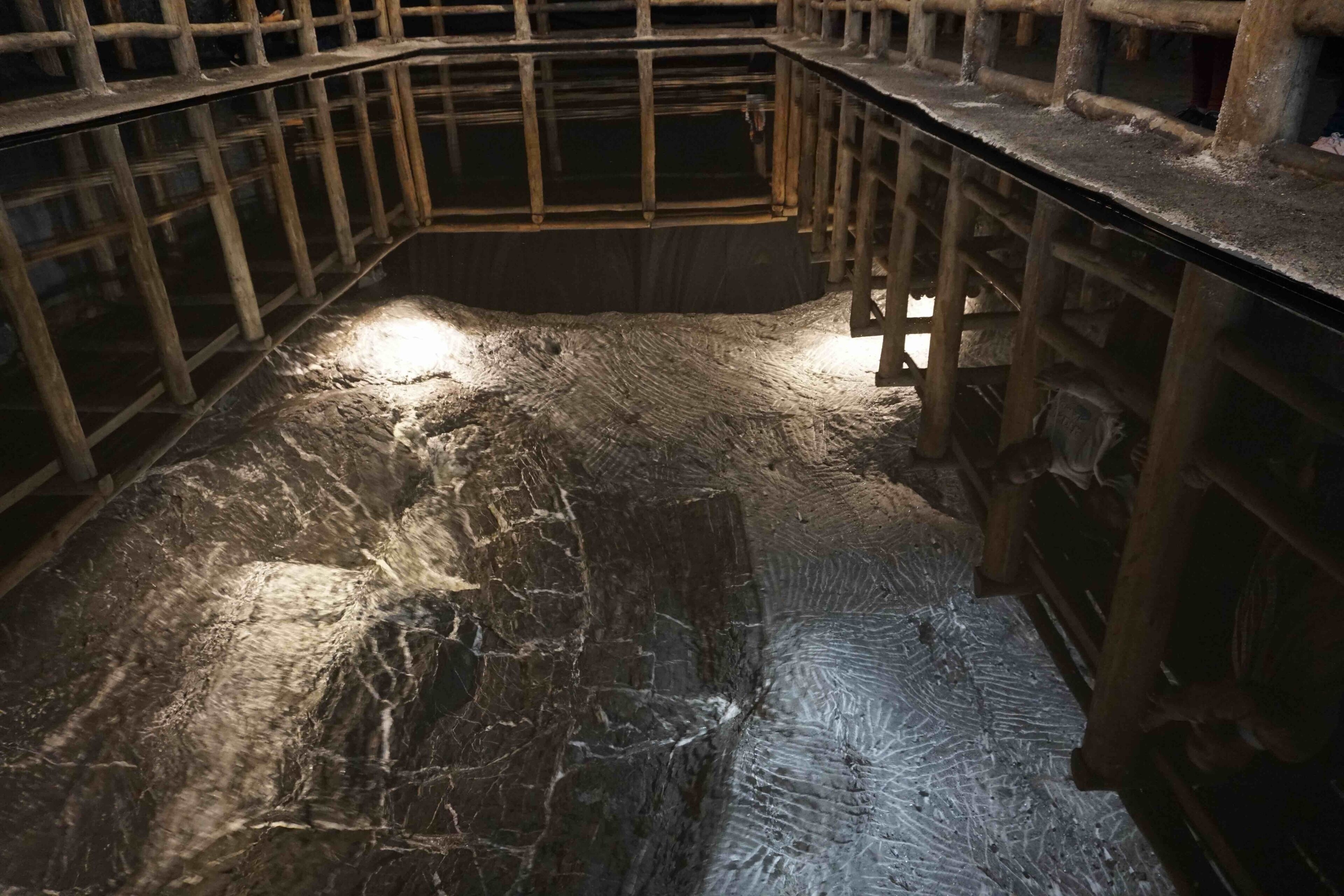 A must go when visiting Colombia, Cathedral of Salt. This is an artificial cut in the floor filled with water to reflect the mines ceiling. When approached it looks like you’re looking into a pit when in fact its just a reflection on still water.