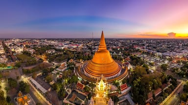 Aerial view of Phra Pathom Chedi biggest stupa in Nakhon Pathom, Thailand