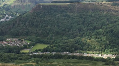 A view of a table top mountain, Pen Pych is a part of the Rhigos mountain and situated in the Rhondda valley, South Wales.