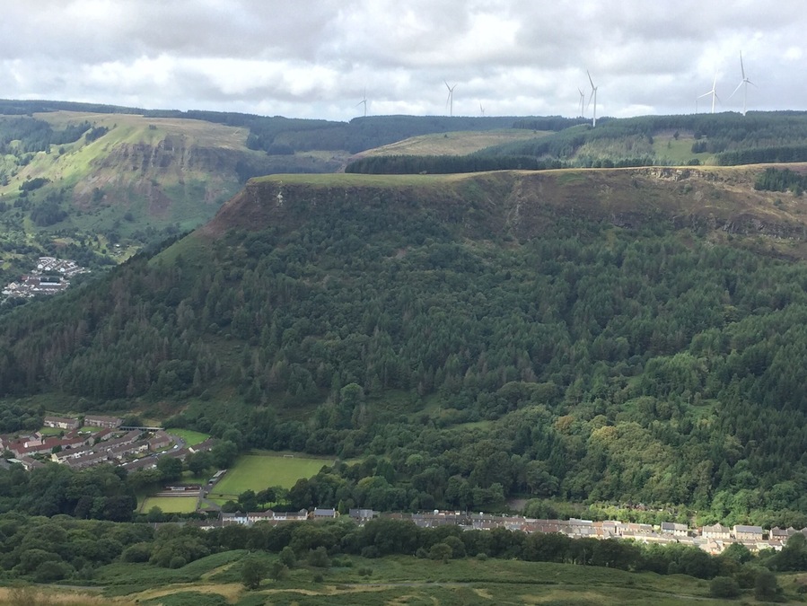 A view of a table top mountain, Pen Pych is a part of the Rhigos mountain and situated in the Rhondda valley, South Wales.