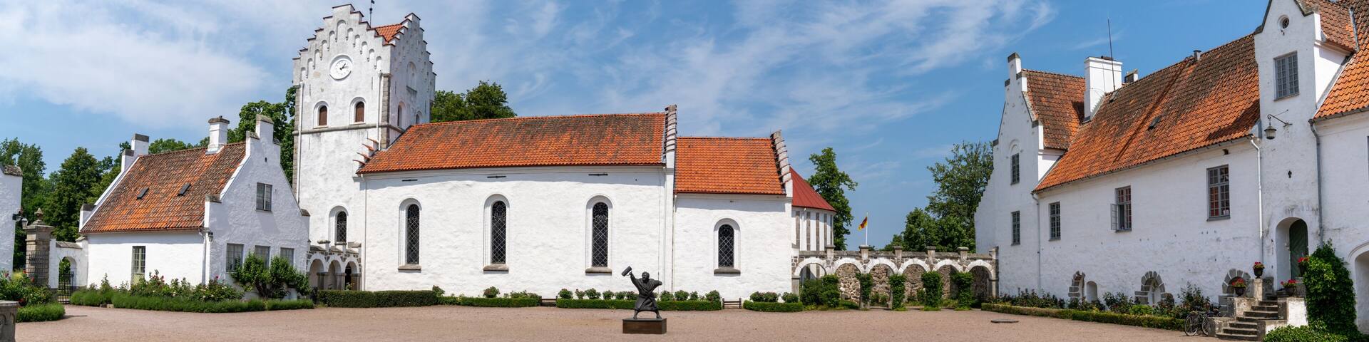 panorama view of the Bosjokloster and castle in southern Sweden
