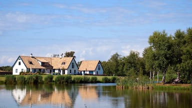 A view of a countryside lake with house near the swedish town of Torekov in the skane region of the country.