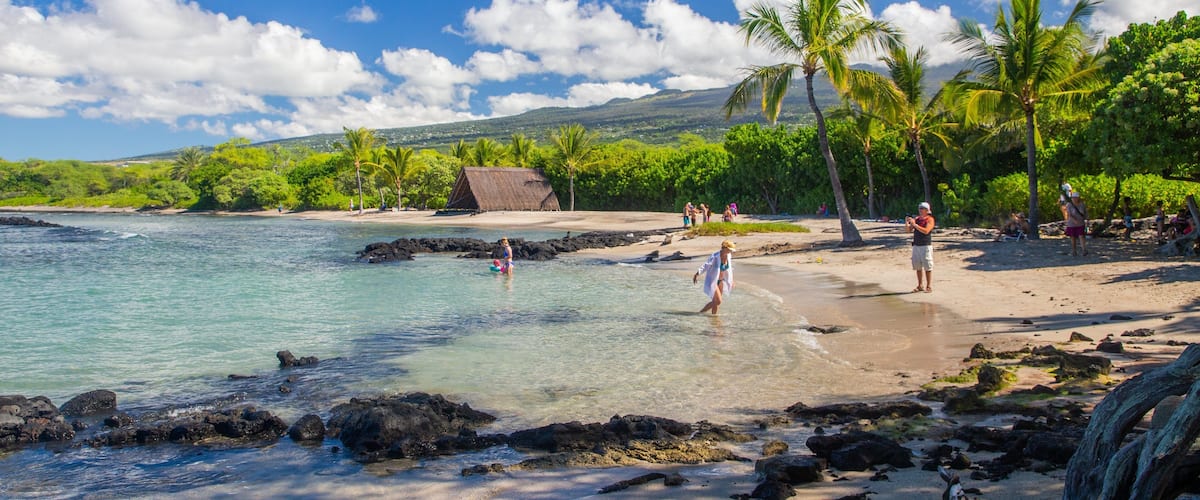 Kaloko-Honokohau National Historical Park featuring tropical scenes, general coastal views and a sandy beach