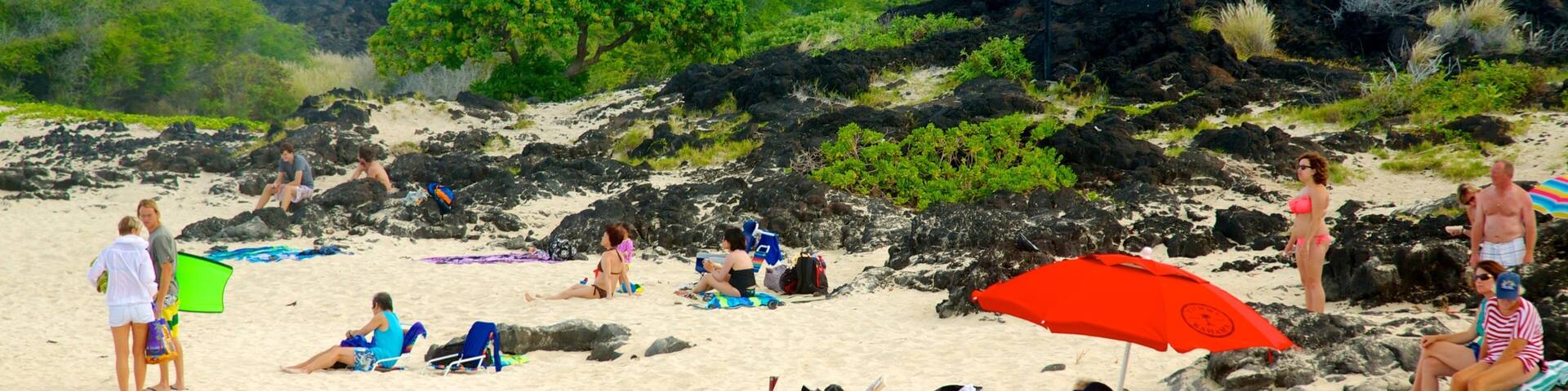 Kua Bay featuring a sandy beach and tropical scenes