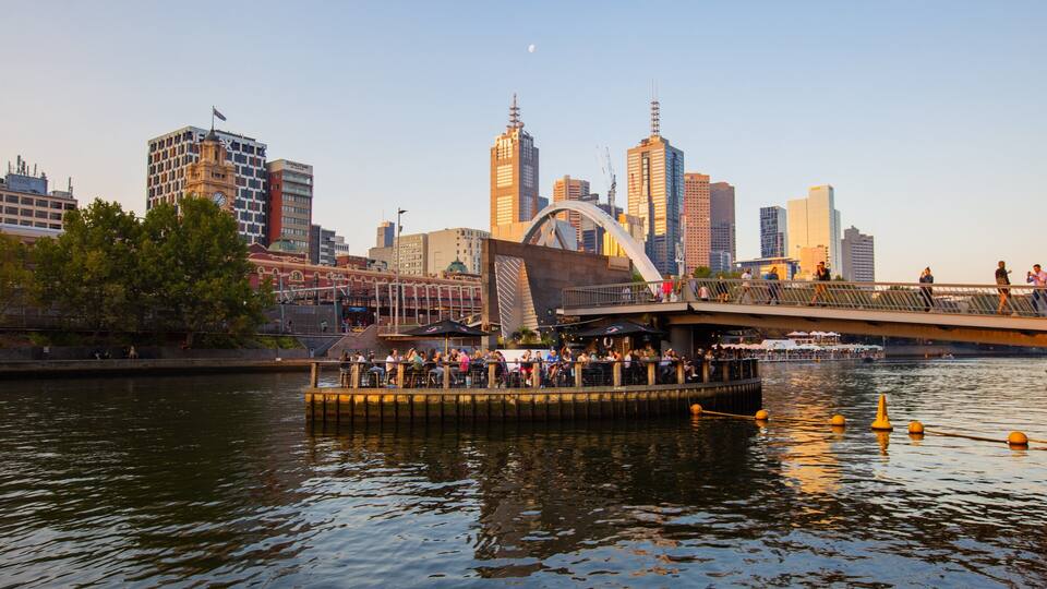 Yarra Riverfront featuring boating, a bay or harbor and a city