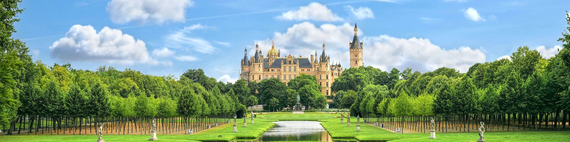 castle of schwerin in germany. Banner for travel goals and sights of city breaks. landmarks, travel guide Europe. Postcard Schwerin