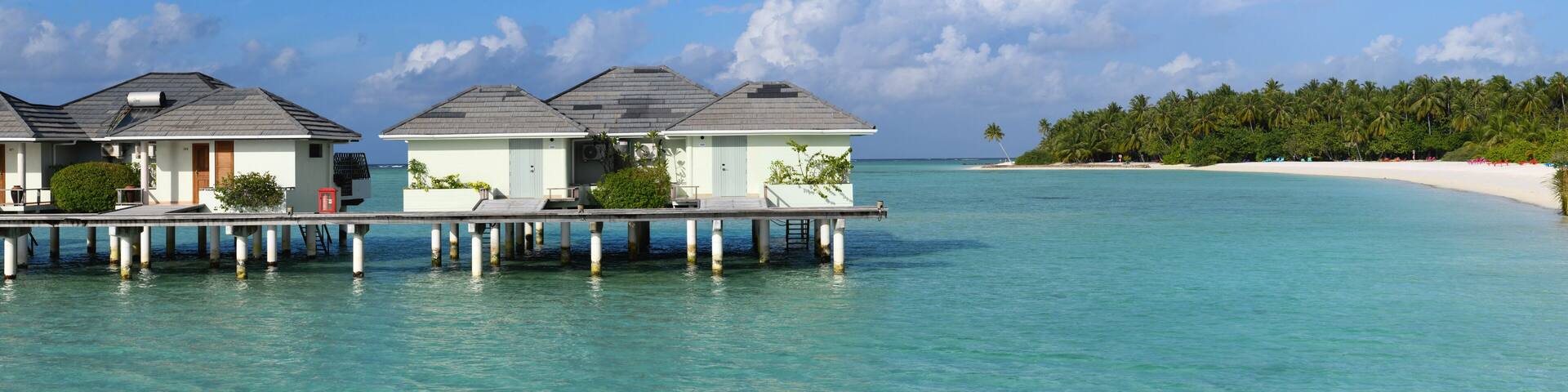 View at the water villas of Villa Park resort on Ari atoll, Maldives