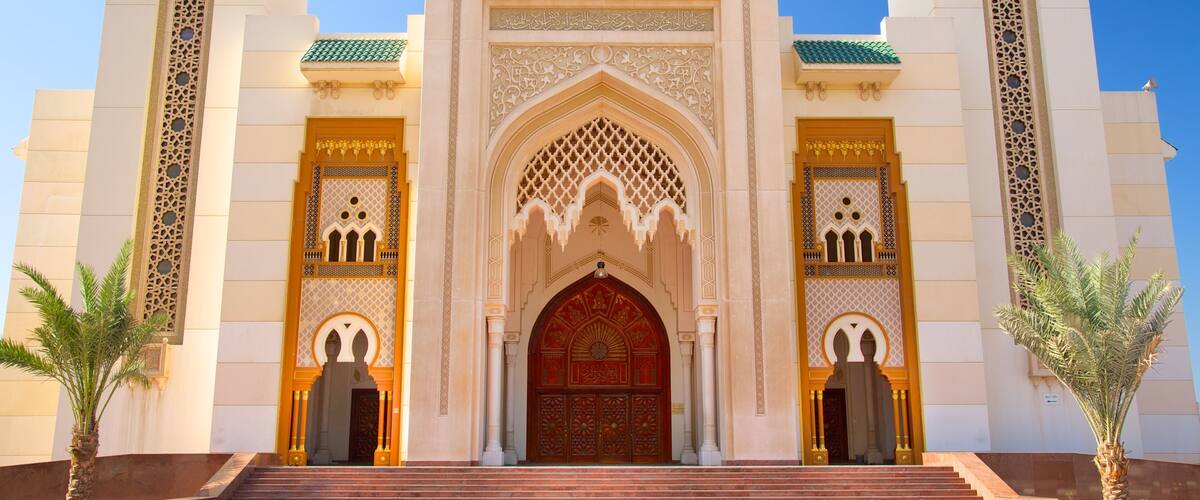 Sharjah which includes religious aspects and a mosque