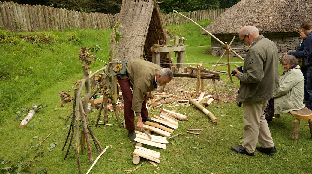 Craggaunowen caracterizando elementos de patrimĂŽnio e uma cidade pequena ou vila assim como um pequeno grupo de pessoas