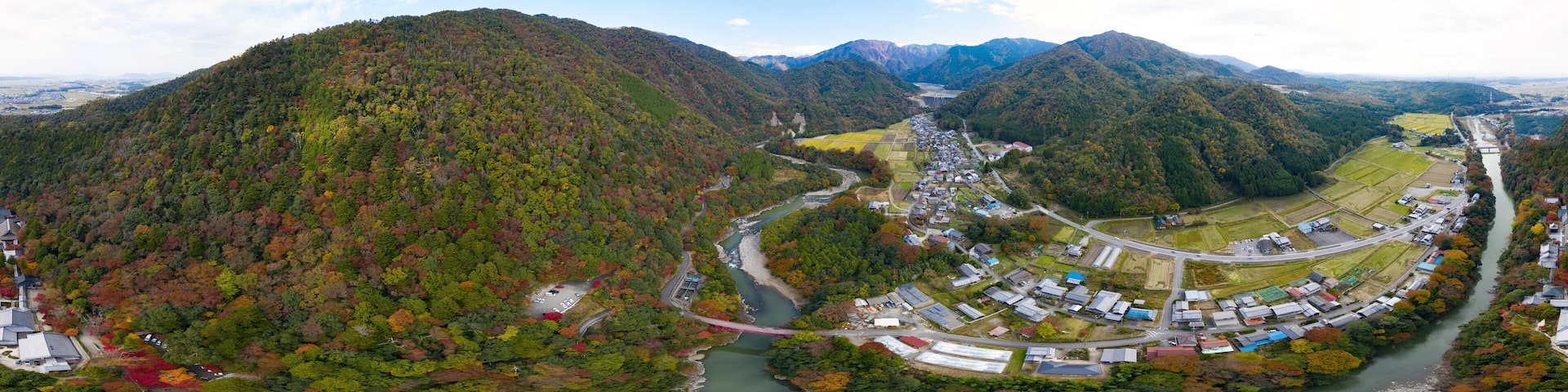 Eigenji in Autumn, Aerial 360 VR Panoramic VIew JAPAN