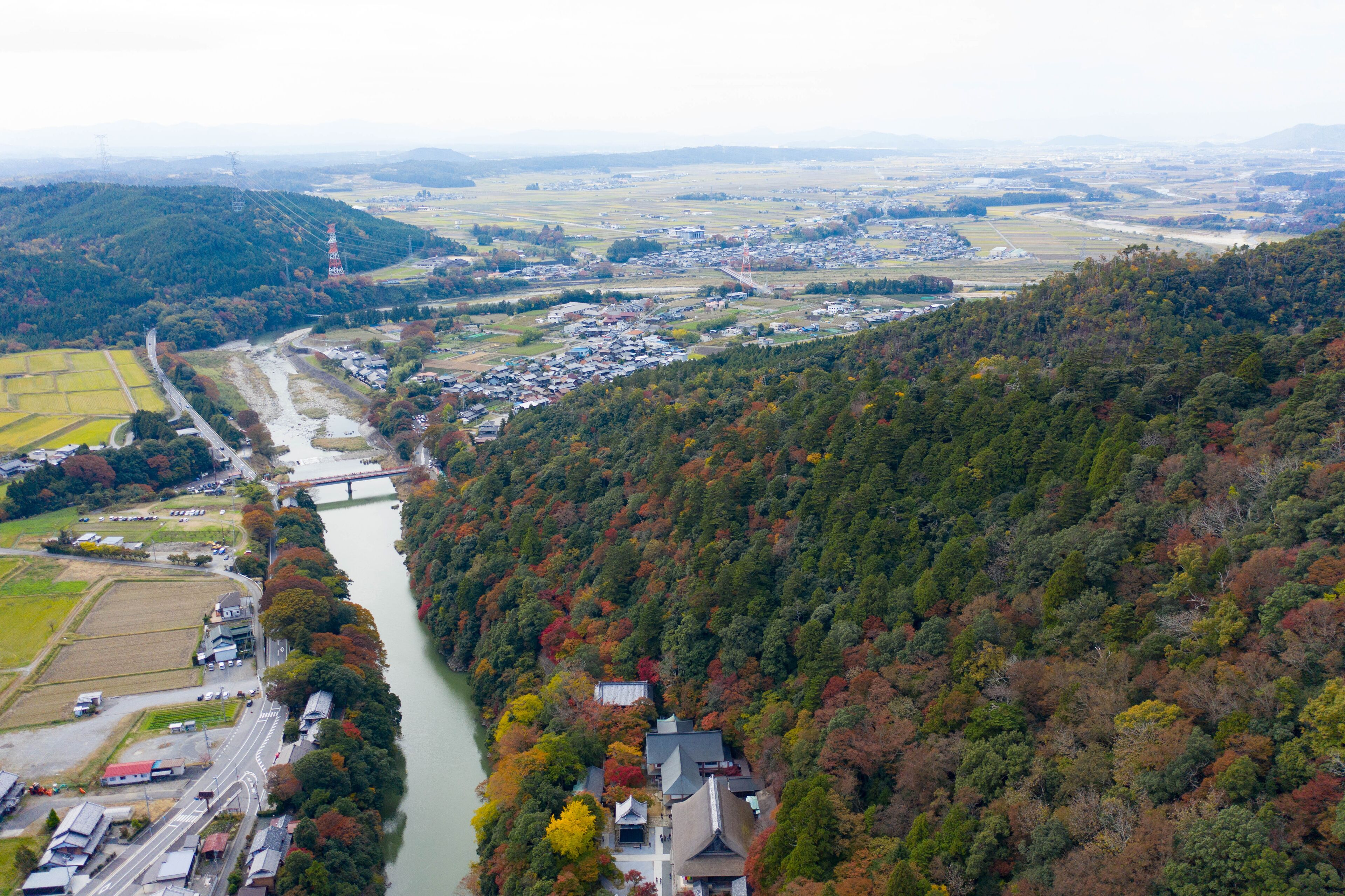 Eigenji River and Higashiomi City in the distance 