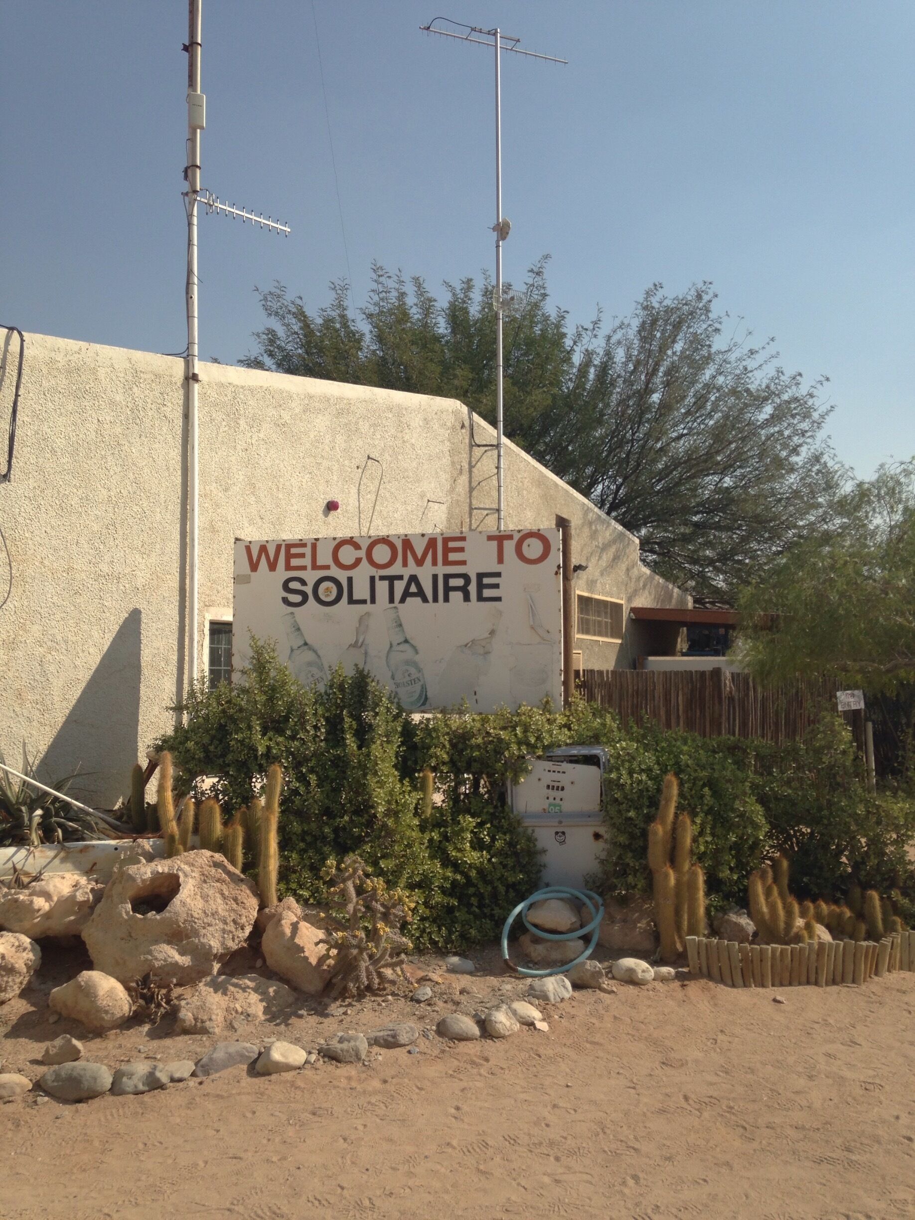 The bustling town of Solitaire! Home of Moose's Bakery, a lodge, and a gas station. N/a'an ku se's cheetah soft release camp is just down the road, and you can take tours or volunteer there